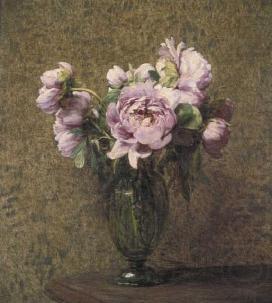 Glazen vaas met pioenen, Henri Fantin-Latour